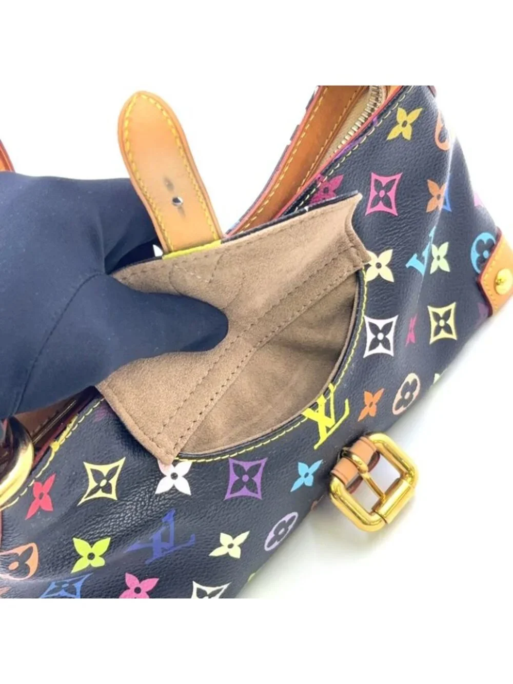 ★SOLD★ Louis Vuitton Eliza Monogram Multicolor Noir Leather Black Shoulder Bag - Picture 10 of 15